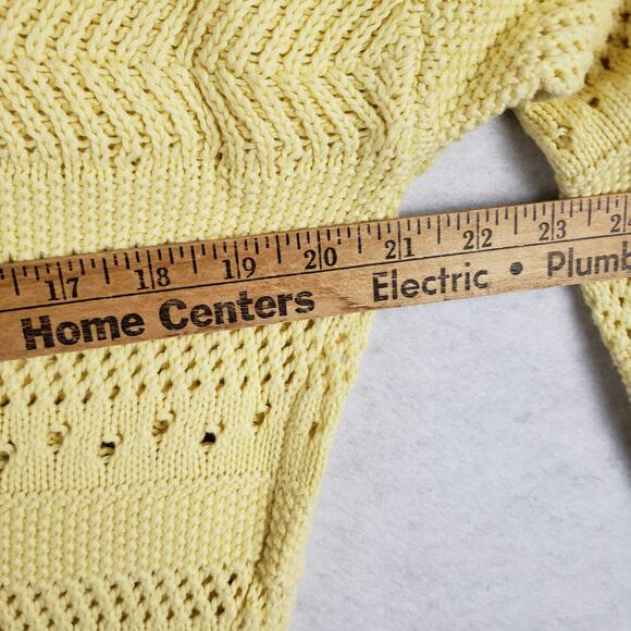 Andrew Marc Women's M Balloon Sleeve Loose Knit Sweater Yellow Coastal Grandma - Picture 4 of 9